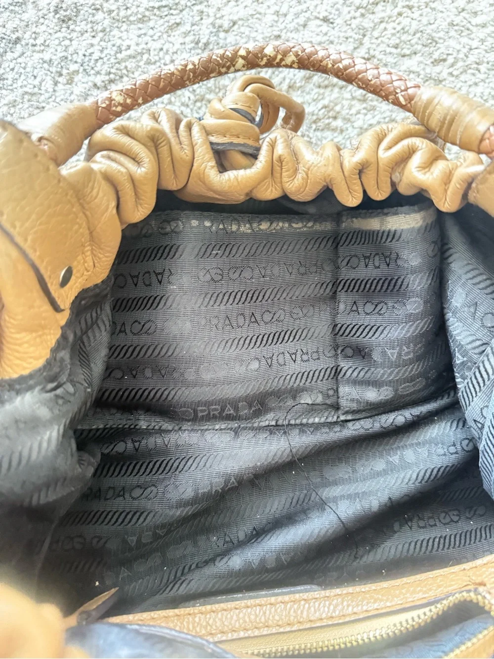 Prada tan leather